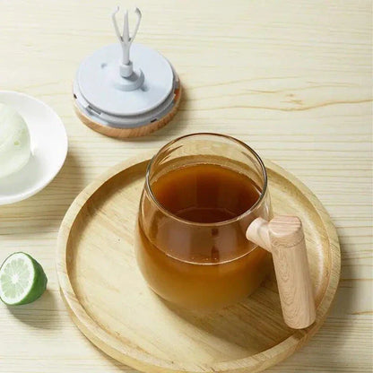 Premium Electric Self-Stirring Coffee Mug with sustainable bamboo construction and powerful electric stirrer for effortless drink preparation