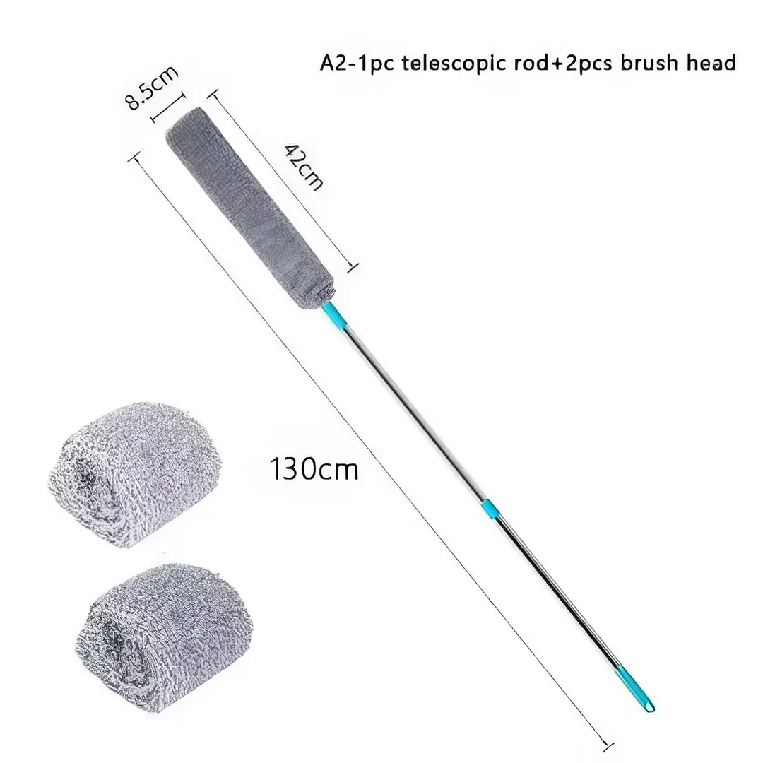 Premium Adjustable Duster for Effortless Household Cleaning - Telescopic Design, Flexible Microfiber Head, Durable Stainless Steel Construction