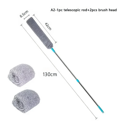 Premium Adjustable Duster for Effortless Household Cleaning - Telescopic Design, Flexible Microfiber Head, Durable Stainless Steel Construction