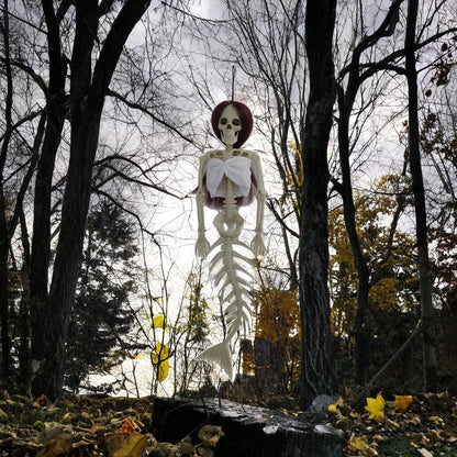 Mermaid bone pendant decoration in brown, dark purple, burgundy, and lake blue colours, ideal for Halloween outdoor courtyard displays
