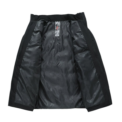 Premium cotton-padded jacket with stand collar and zip closure, available in gray, black, and navy blue