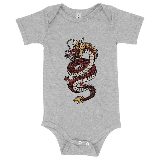 Cosy and flexible Baby Chinese Dragon Onesie in a variety of sizes for newborns and infants up to 24 months