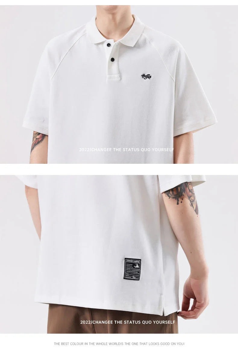 Stylish everyday raglan t-shirt for men in white, dark brown, and melange grey colours