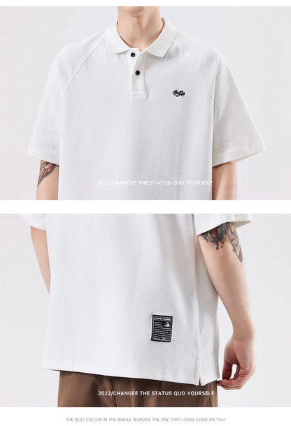 Stylish everyday raglan t-shirt for men in white, dark brown, and melange grey colours