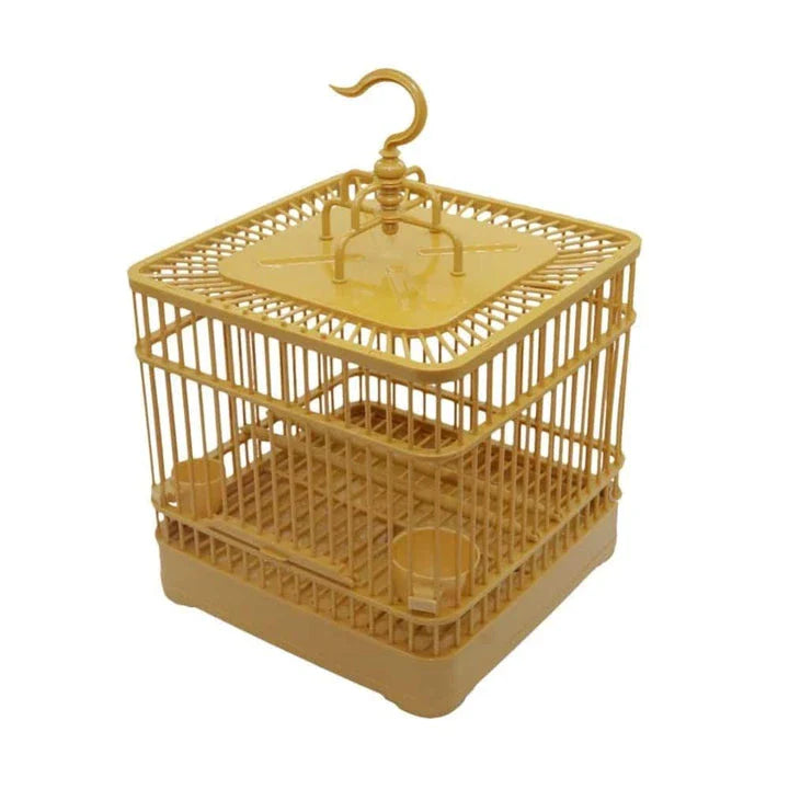 Premium Plastic Bird Cage Kit with Spacious Design, Durable Construction, and Stylish Gold Finish