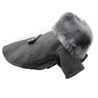 Stylish and cosy woollen dog jacket in black, designed to keep your canine companion warm and comfortable during the colder months.