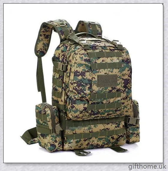 Rugged 50L outdoor camping backpack with durable nylon construction, waterproof lining, and adjustable straps for comfortable all-day wear