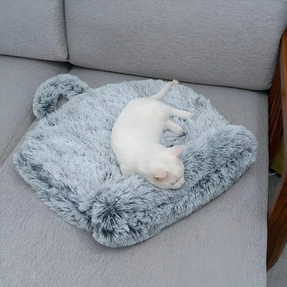 Cosy plush pet sleeping bag in grey colour, designed to keep small pets warm and comfortable