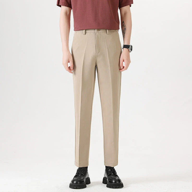 Men's sophisticated stretch trousers with tailored pencil fit, available in a range of classic colours