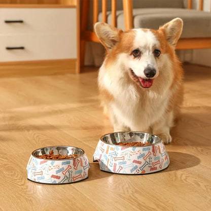 Stainless steel pet bowl with anti-slip base for cats and dogs