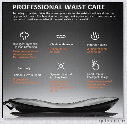 Premium electric back massager with intelligent vibration, dynamic traction, and infrared heating for soothing back pain relief