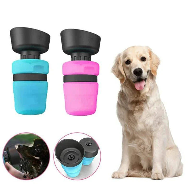 Premium foldable pet travel water bottle made of silicone with 500ml capacity and leak-proof design