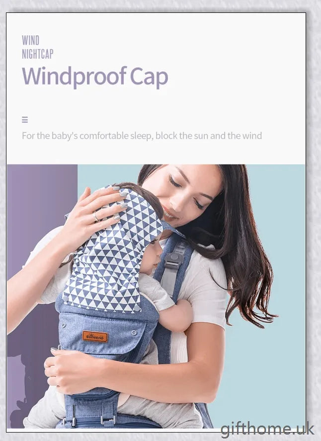 Ergonomic front-facing baby carrier with padded waist strap, lumbar support, and versatile wearing options for comfortable, secure travel with your little one.