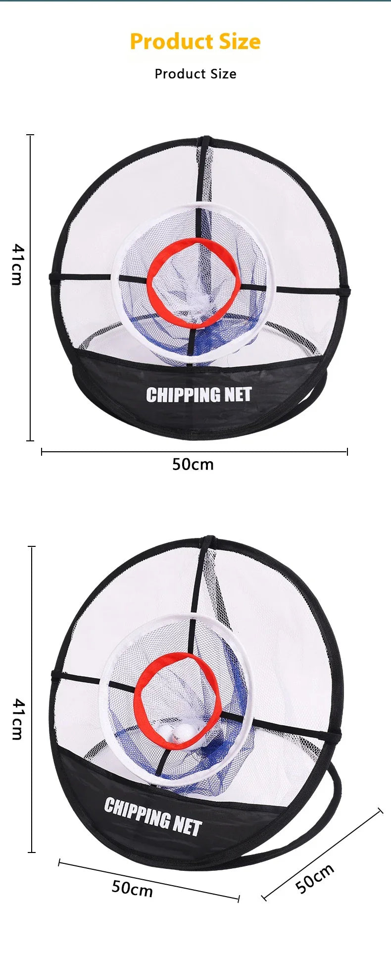 Foldable golf practice net made of premium nylon material for indoor and outdoor use