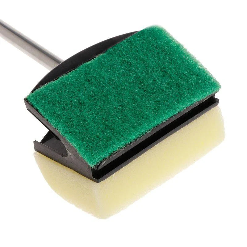 A high-quality stainless steel cleaning brush with a dual-sided sponge for efficient and thorough home cleaning.