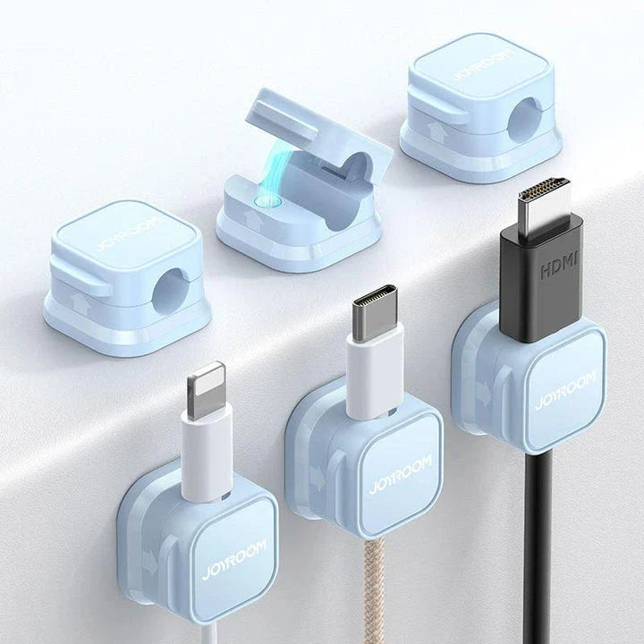 6-pack magnetic cable clips organiser with adjustable cord holder for desk, car, and home use