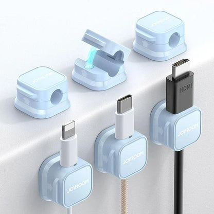 6-pack magnetic cable clips organiser with adjustable cord holder for desk, car, and home use