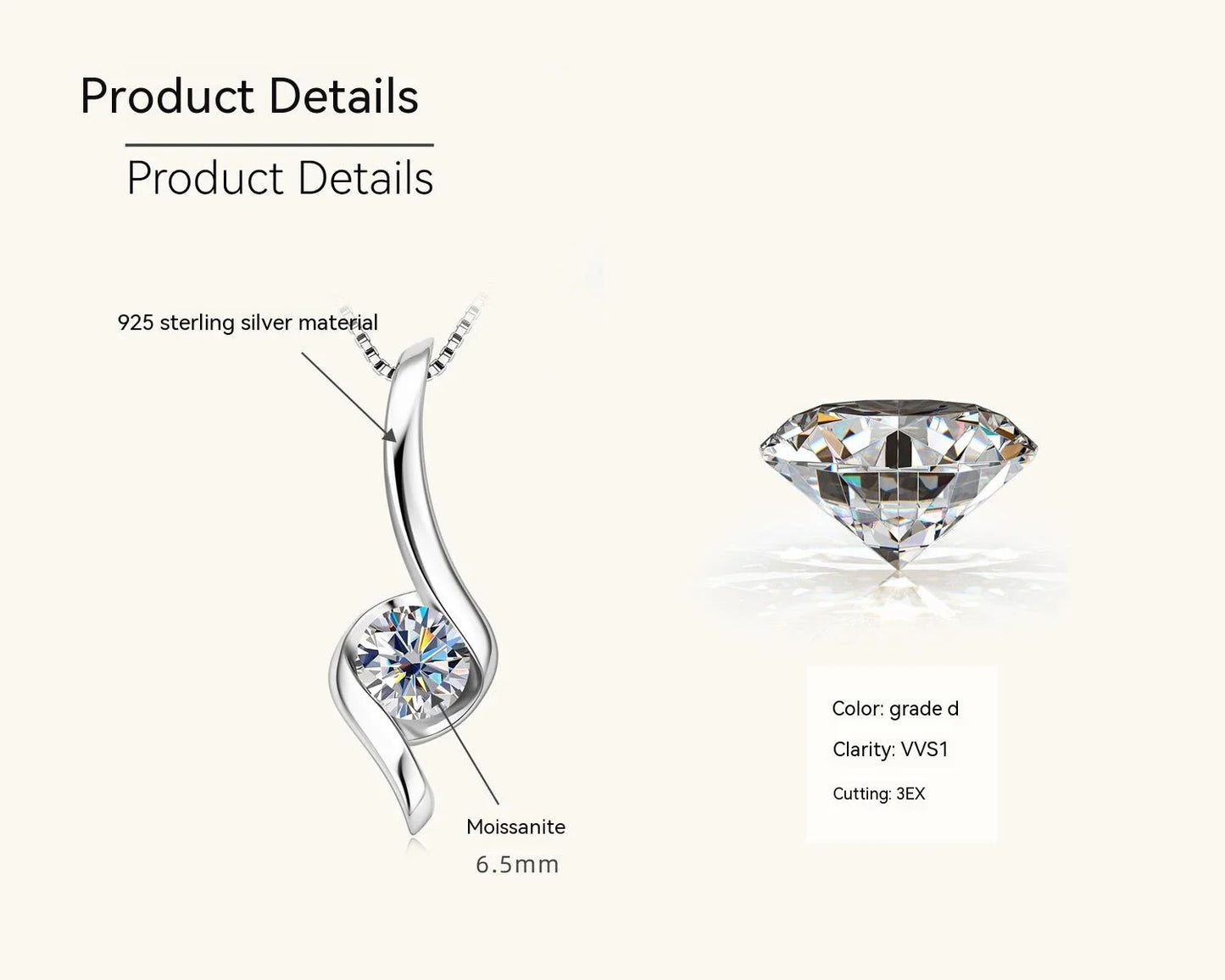 Elegant sterling silver diamond-inspired necklace with a sleek, geometric design