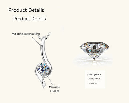 Elegant sterling silver diamond-inspired necklace with a sleek, geometric design