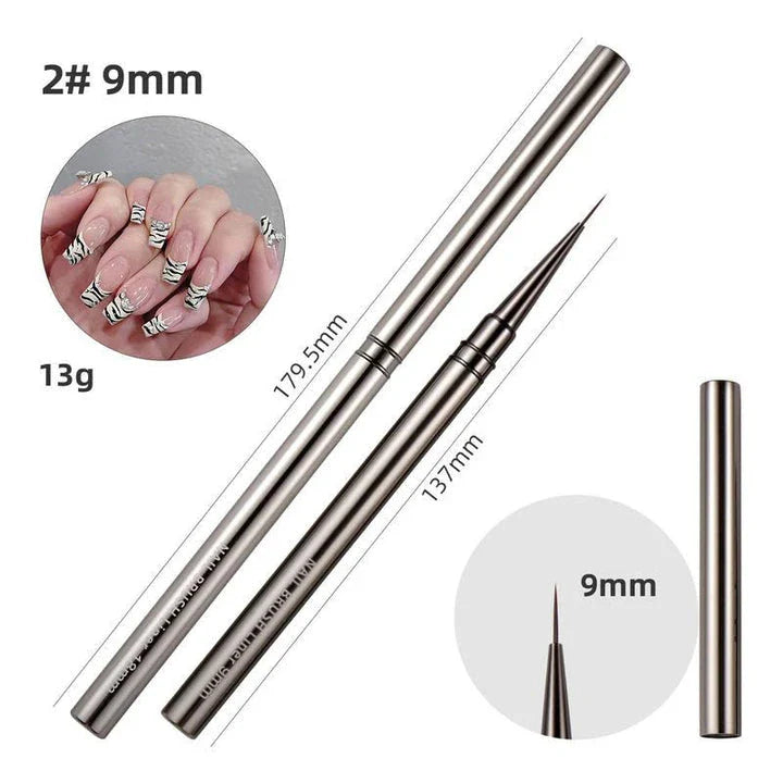 Premium metal nail art brushes in various sizes for intricate designs and patterns