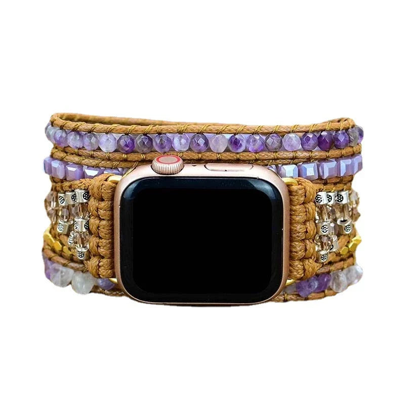Handcrafted crystal bead watch strap in a bohemian-inspired design