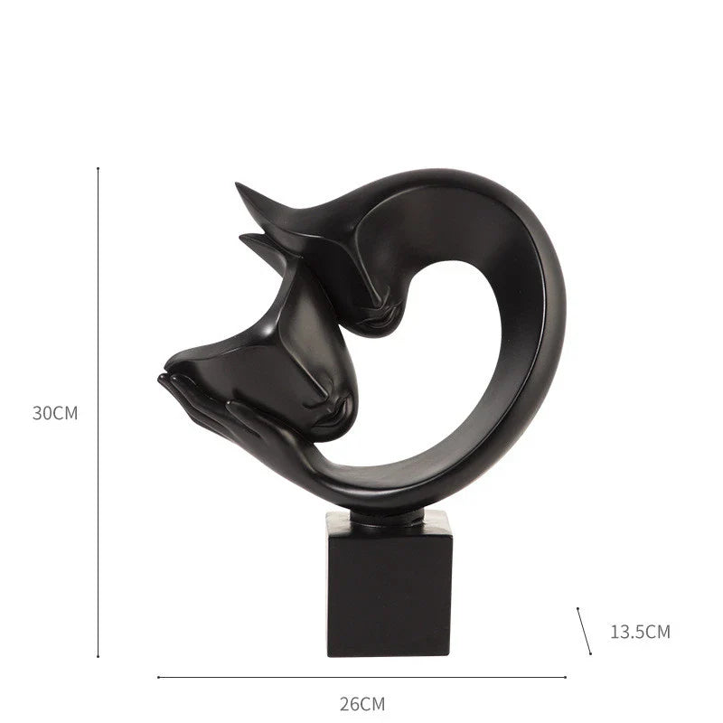 Elegant minimalist resin bogu wall shelf in white and black colours, with decorative items displayed on the shelf