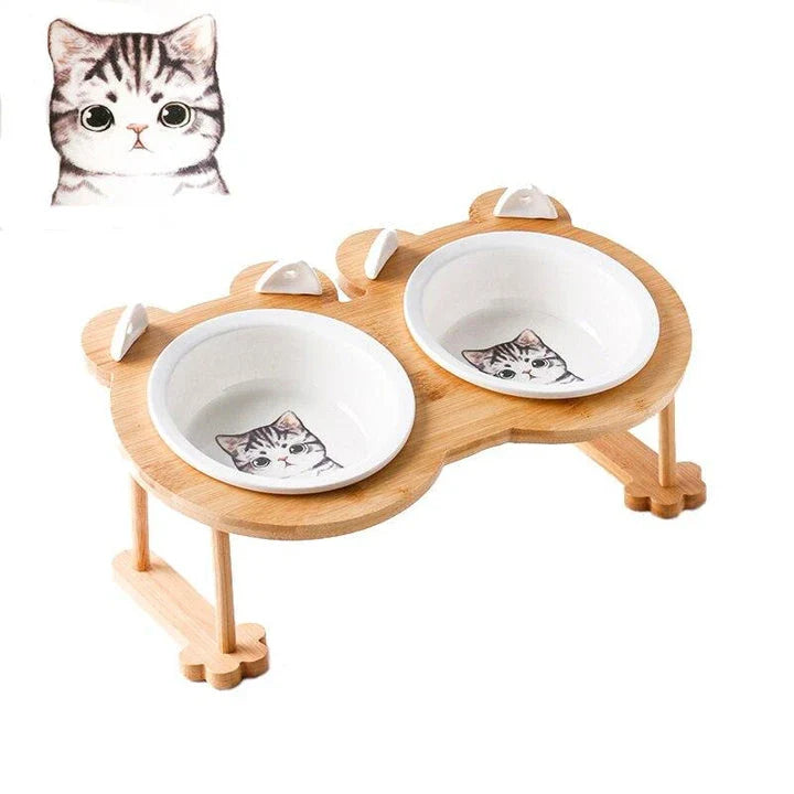 Ceramic Pet Bowl with Tilted Base in various colours, designed for comfort and style