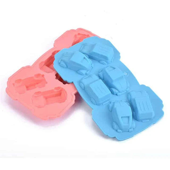 A premium silicone baking mould in the shape of charming cars, perfect for baking, crafting, and more