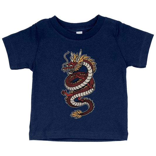Soft, comfortable baby t-shirt with a playful dragon design, made from premium Airlume cotton
