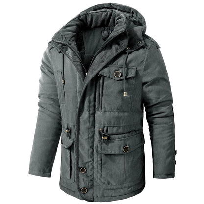 A premium fleece-lined and cotton-padded winter coat for plus-size men, available in a range of classic colours.