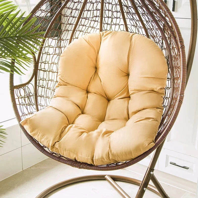 Premium hammock chair cushion with thickened brushed fabric and 7D hollow fibre cotton filling, designed for cosy outdoor relaxation on garden swings