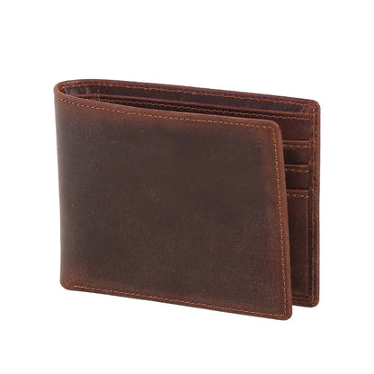 Premium short leather wallet in brown, tan, and black colours for British gentlemen