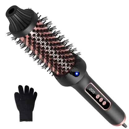 Trendha Luxurious Heated Curling & Styling Brush for creating voluminous curls, sleek straight hair, and perfect blowouts