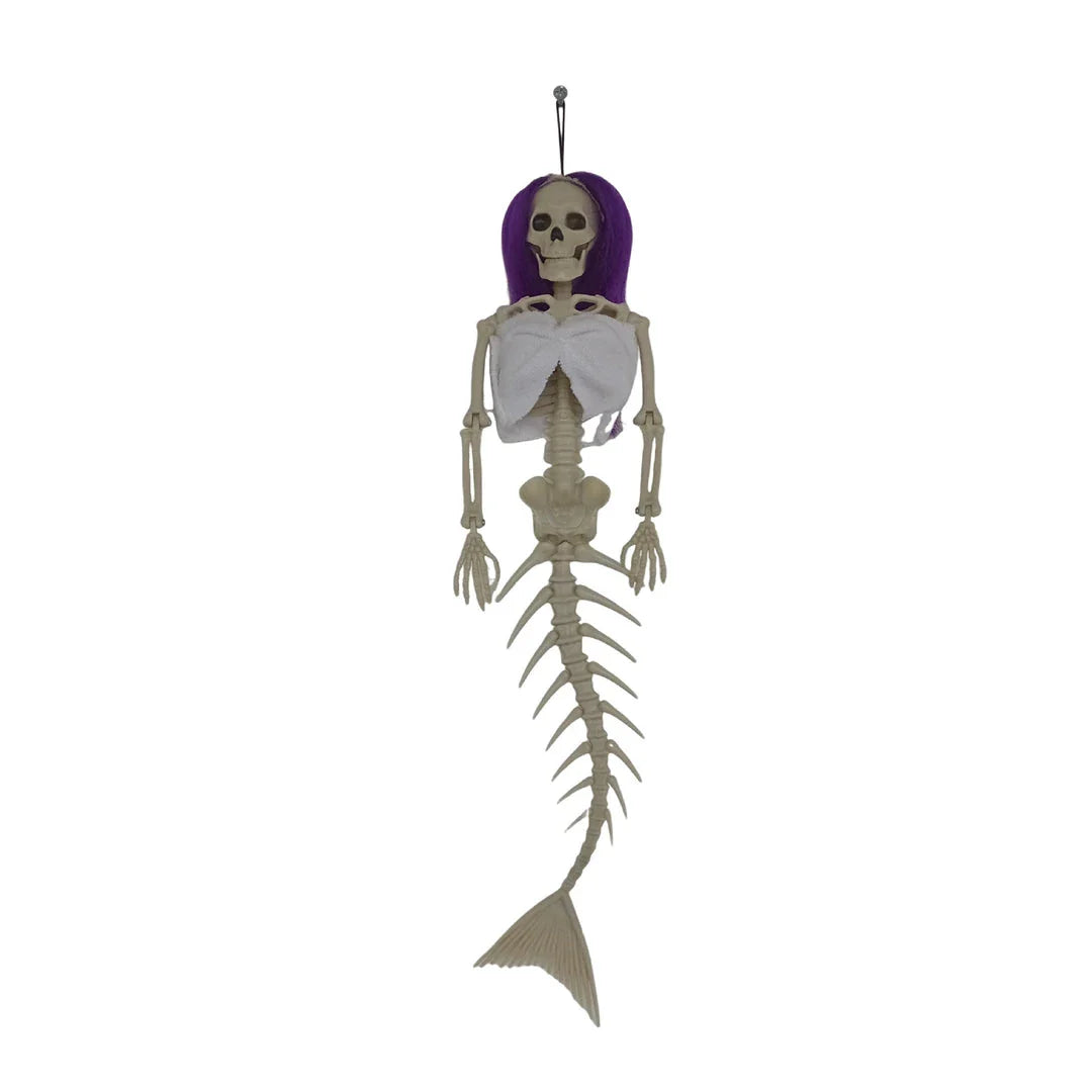 Mermaid bone pendant decoration in brown, dark purple, burgundy, and lake blue colours, ideal for Halloween outdoor courtyard displays