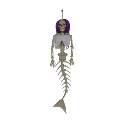 Mermaid bone pendant decoration in brown, dark purple, burgundy, and lake blue colours, ideal for Halloween outdoor courtyard displays