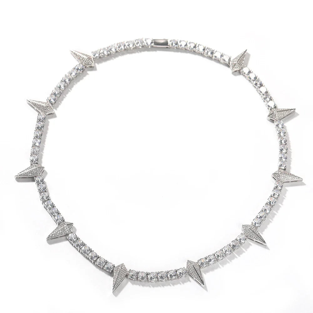 Premium men's copper necklace with zircon stones in a geometric design, available in various lengths and colours