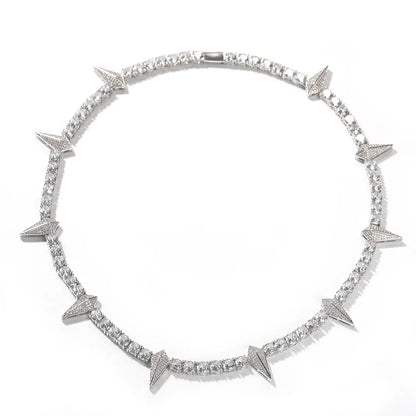 Premium men's copper necklace with zircon stones in a geometric design, available in various lengths and colours