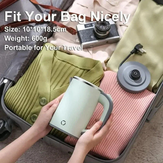 Compact stainless steel electric kettle with fast heating, cordless convenience, and durable construction