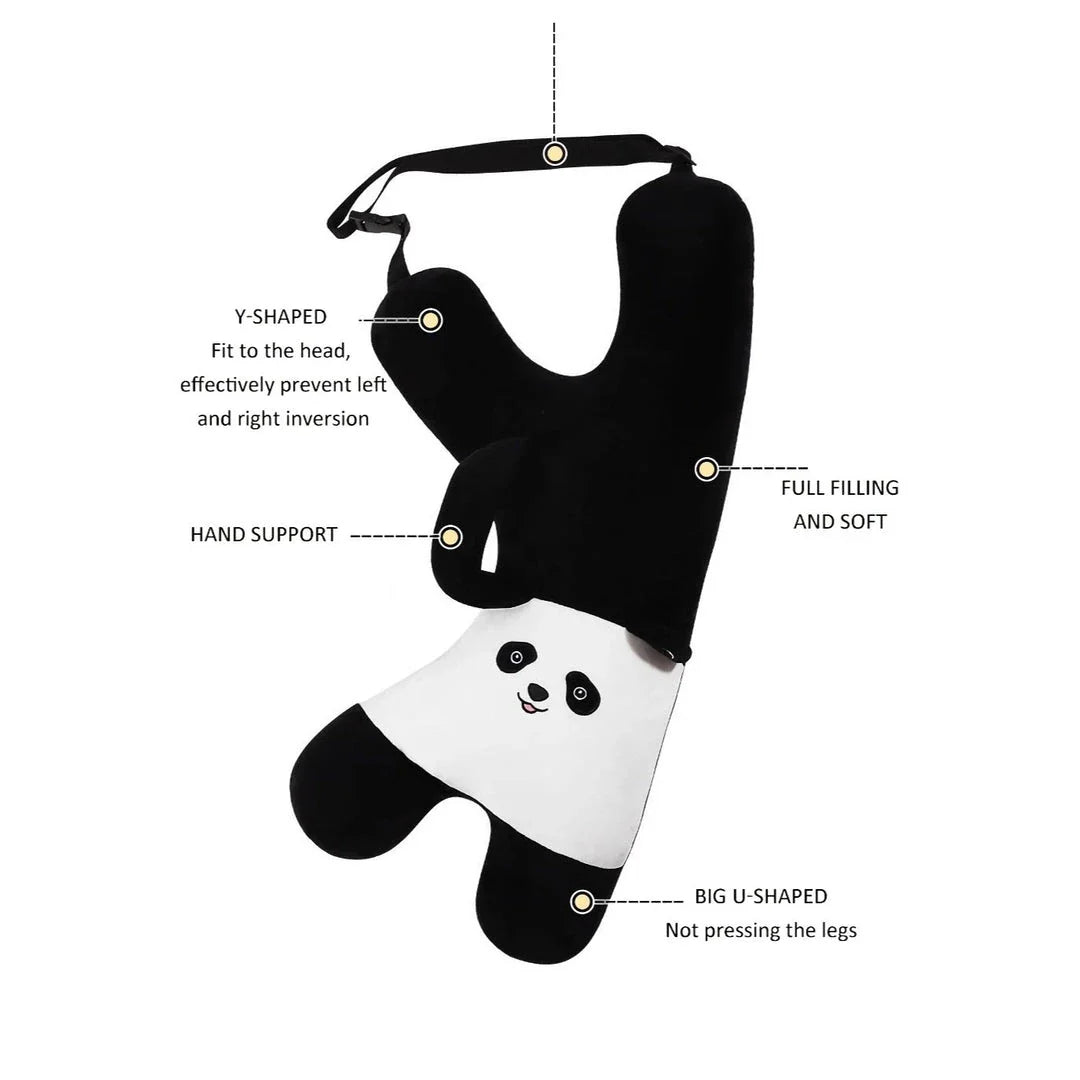 Cosy Y-Shaped Travel Pillow for Kids with Panda Design, Providing Comfort and Support for Long Journeys
