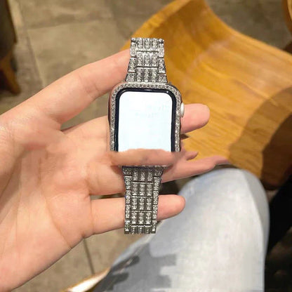 Premium metal watchband with three beads designed for Apple Watch, available in silver, gold, rose gold, and black finishes.