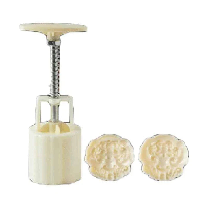 A hand-pressed chocolate stamping tool made of durable plastic, designed to add a personal touch to homemade chocolates, cakes, and baked goods.