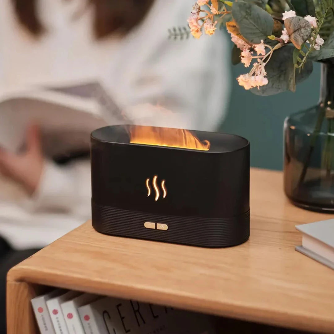 Elegant Flame Diffuser & Ultrasonic Humidifier with USB Power - transforms your space with a warm, flickering effect and refreshing mist