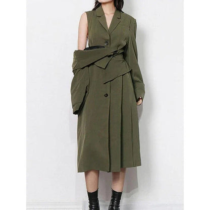 Elegant high-waist windbreaker trench coat for women with adjustable sleeves and a flattering silhouette