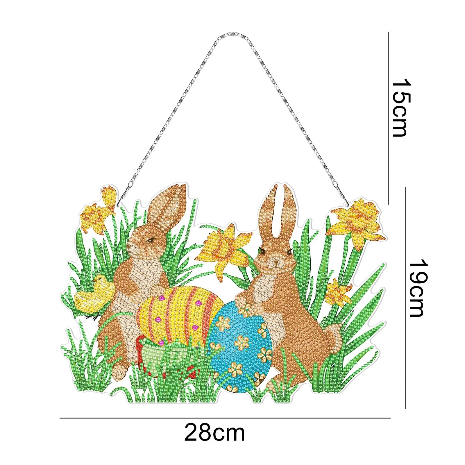 Premium PVC Easter bunny decorative hanging wall art for DIY diamond painting