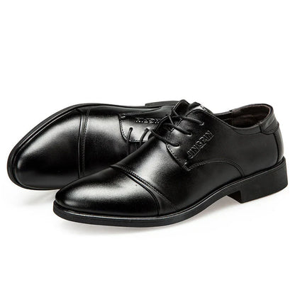 Casual all-match men's business dress shoes made with artificial PU and rubber sole for comfort and style