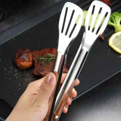 Premium 304 stainless steel BBQ tongs with ergonomic non-slip grip for durable and versatile grilling and cooking