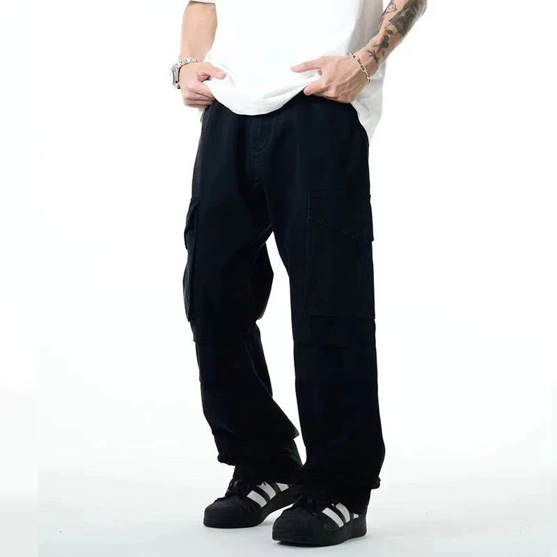 Premium men's overalls with innovative three-dimensional pleated design and large pockets, made from durable cotton fabric