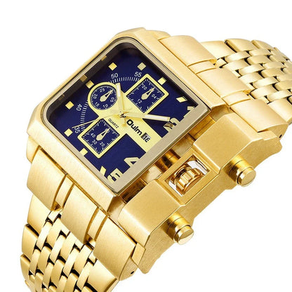 Premium quartz men's dress watch with large 43mm dial and stylish leather strap