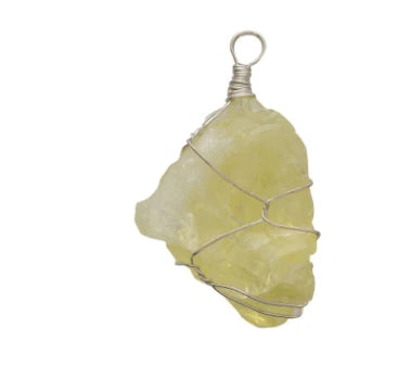 Handcrafted natural stone pendant necklace with irregular crystal for a distinctive and rustic charm