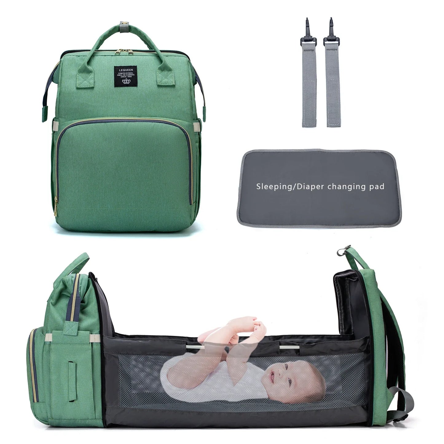 Premium Oxford cloth Mother and Baby Backpack with spacious storage, organisation pouches, and comfortable padded straps for hands-free carrying